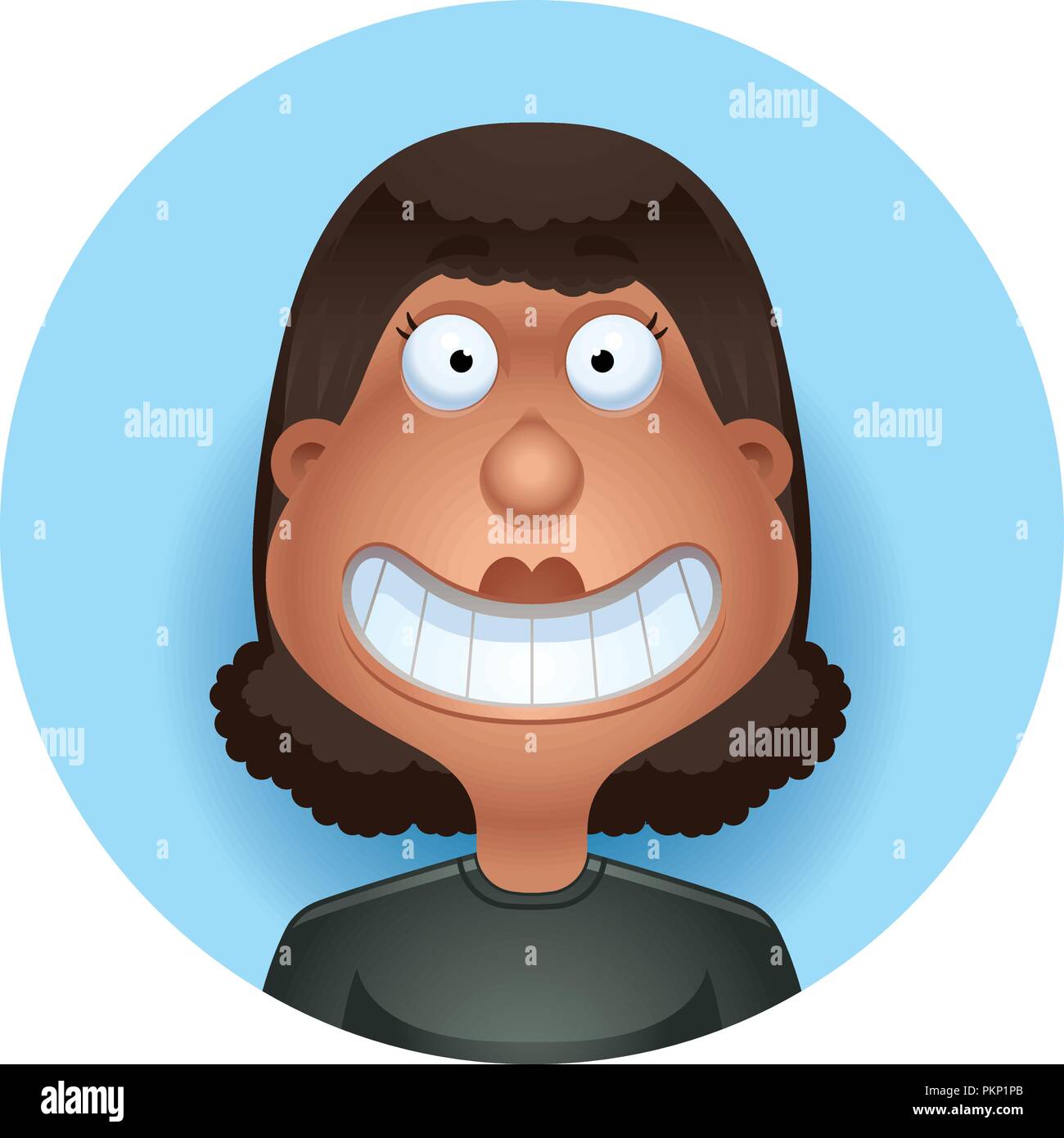 Illustration d'une caricature d'une femme noire à sourire heureux. Illustration de Vecteur