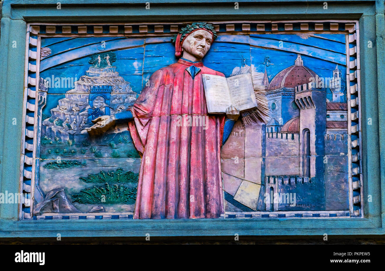 Societa Dante Alighieri Cultural Society Building Copie Domenico di Michelino Signer Dante Divine Comédie Peinture Florence Italie. Peinture réalisée à 1465 Banque D'Images