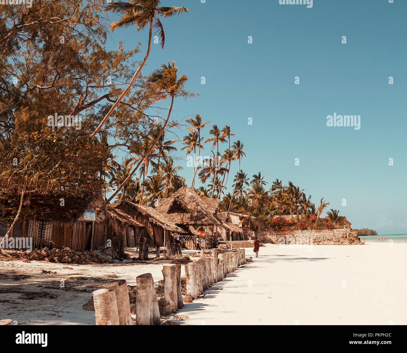 La plage de sable blanc de l'Uroa, Zanzibar Banque D'Images