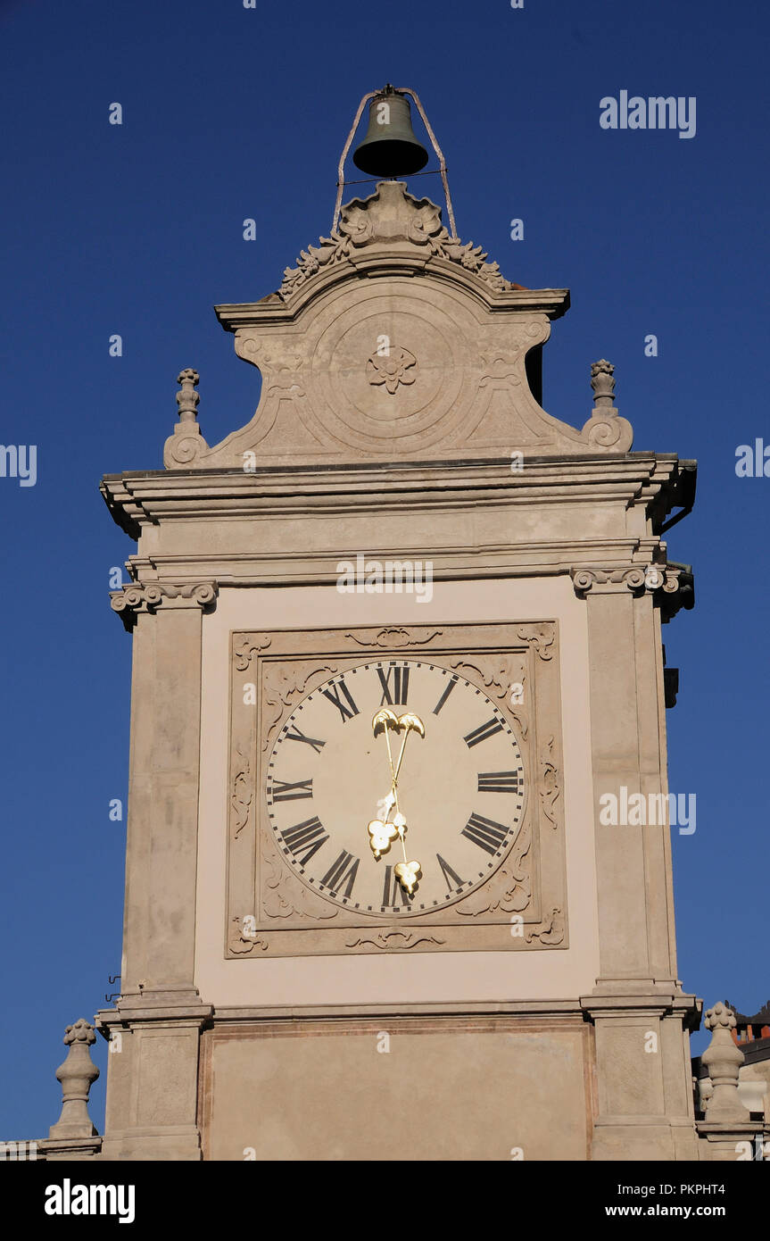 L'Italie, la Lombardie, le lac de Garde, Salo, d'une horloge, Torre d'Orologio. Banque D'Images