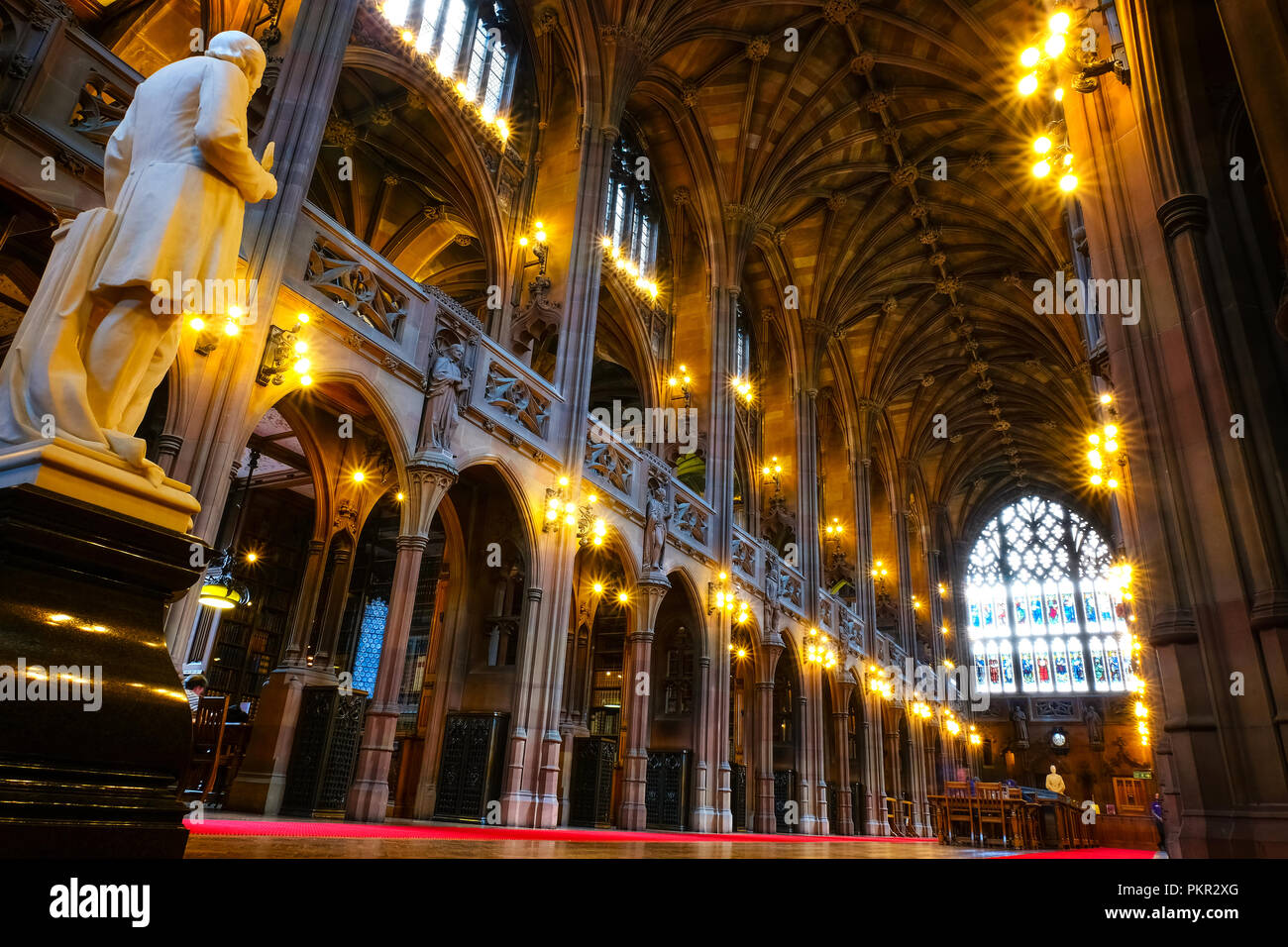 Manchester, UK - 18 mai 2018 : John Rylands Library construit en 1988 par Enriqueta Rylands, sa femme après la mort de John, il est ouvert au public en 1900. L Banque D'Images