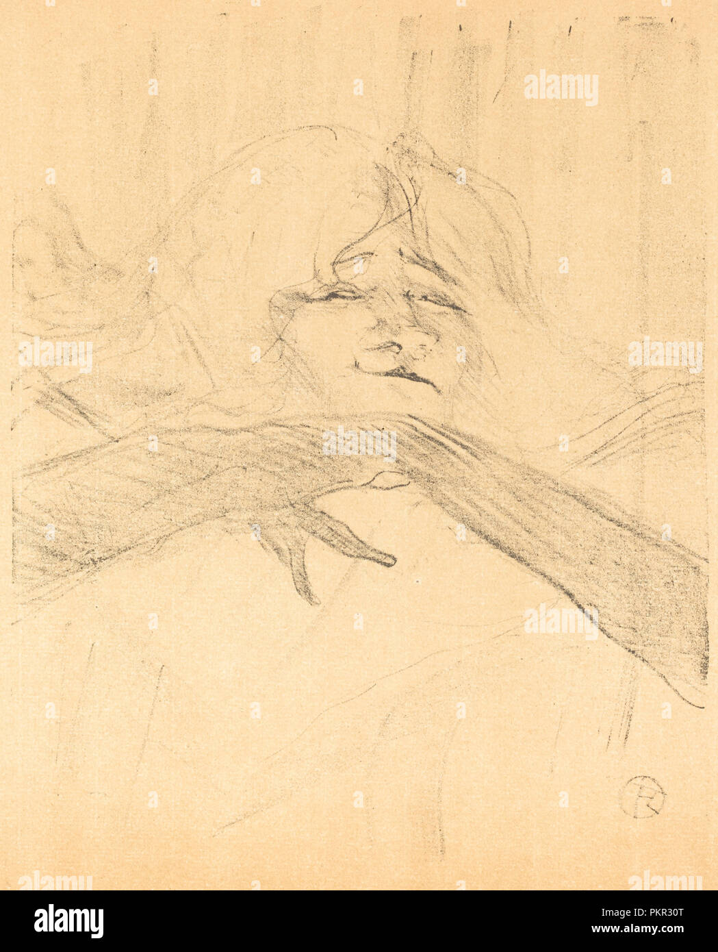 'Attarder, plus longtemps, Loo'. En date du : 1898. Technique : lithographie en noir et beige. Musée : National Gallery of Art, Washington DC. Auteur : Henri de Toulouse-Lautrec. Banque D'Images