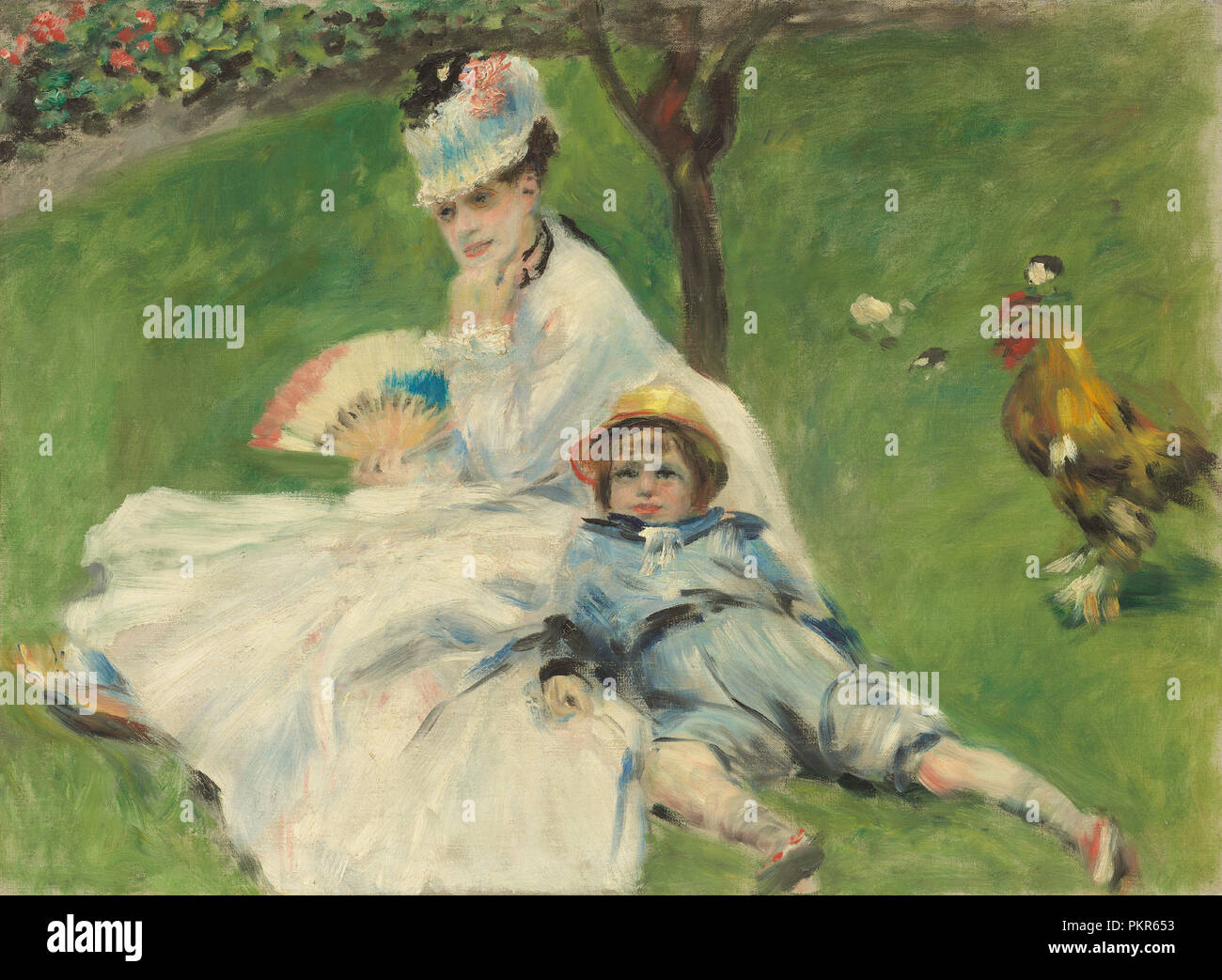 Madame Monet et son fils. En date du : 1874. Dimensions : hors tout : 50,4 x 68 cm (19 13/16 x 26 3/4 in.) : 77,4 x 95,5 encadré x 11,4 cm (30 1/2 x 37 5/8 x 4 1/2 in.). Médium : Huile sur toile. Musée : National Gallery of Art, Washington DC. Auteur : Auguste Renoir. Banque D'Images