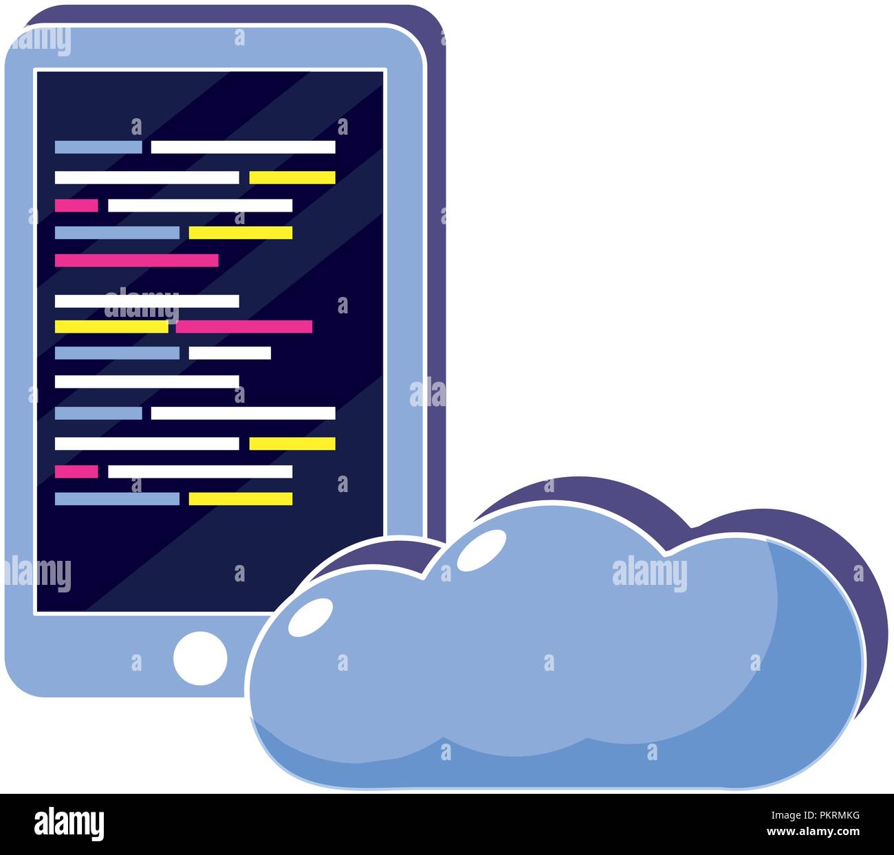 Smartphone et cloud de données avec code de programmation. Illustration de Vecteur