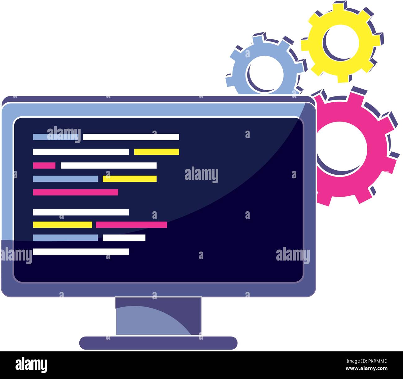 De l'industrie et de l'ordinateur avec programme de code Illustration de Vecteur