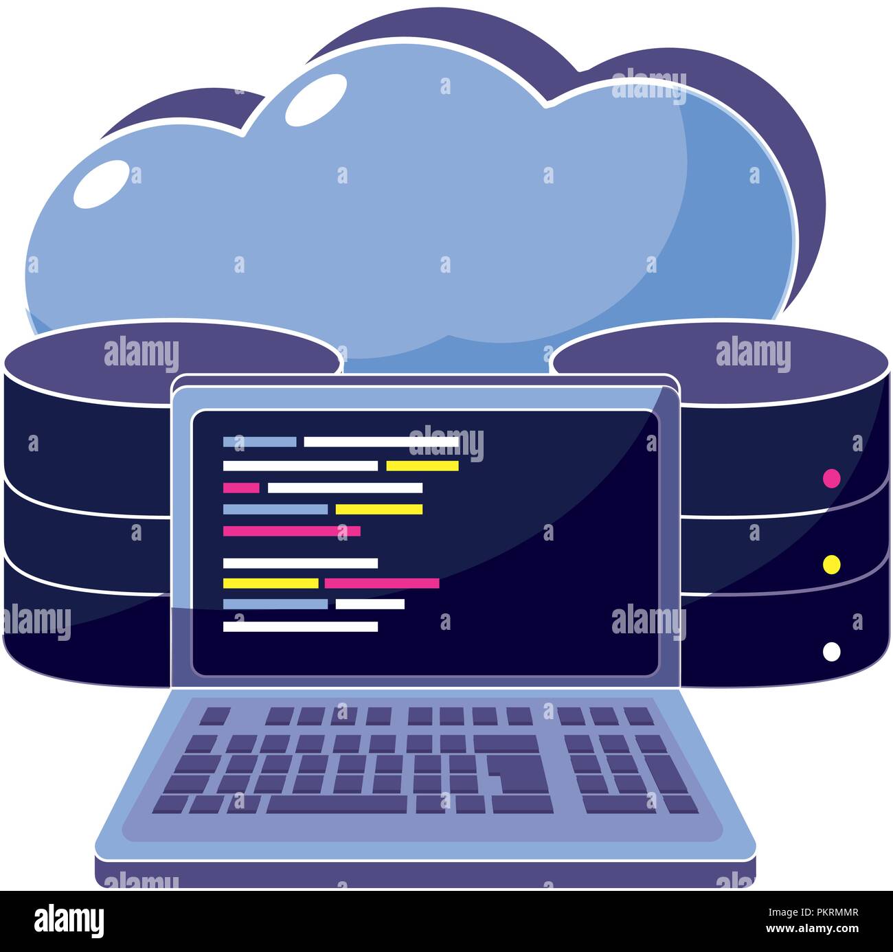 Les données du système informatique en nuage et code Illustration de Vecteur