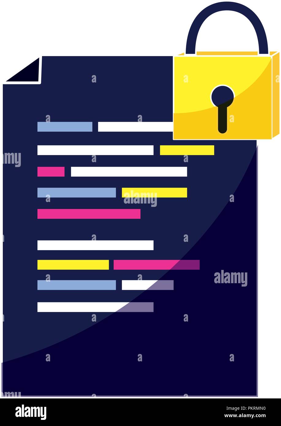 Document avec le code du programme et cadenas Illustration de Vecteur