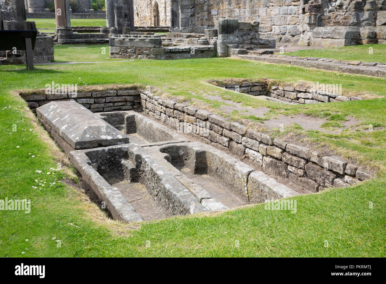 Ruine et cimetière avec près de crypte de la cathédrale de St Andrews, Écosse Banque D'Images