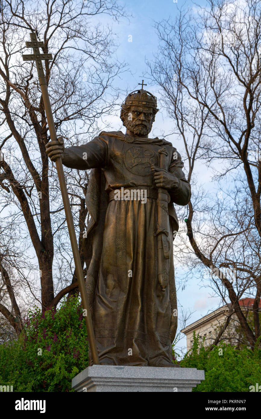 Statue de tzar Samuel de Bulgarie, à proximité de Saint Alexandar Nevski Cathedral, Sofia, Bulgarie. Banque D'Images