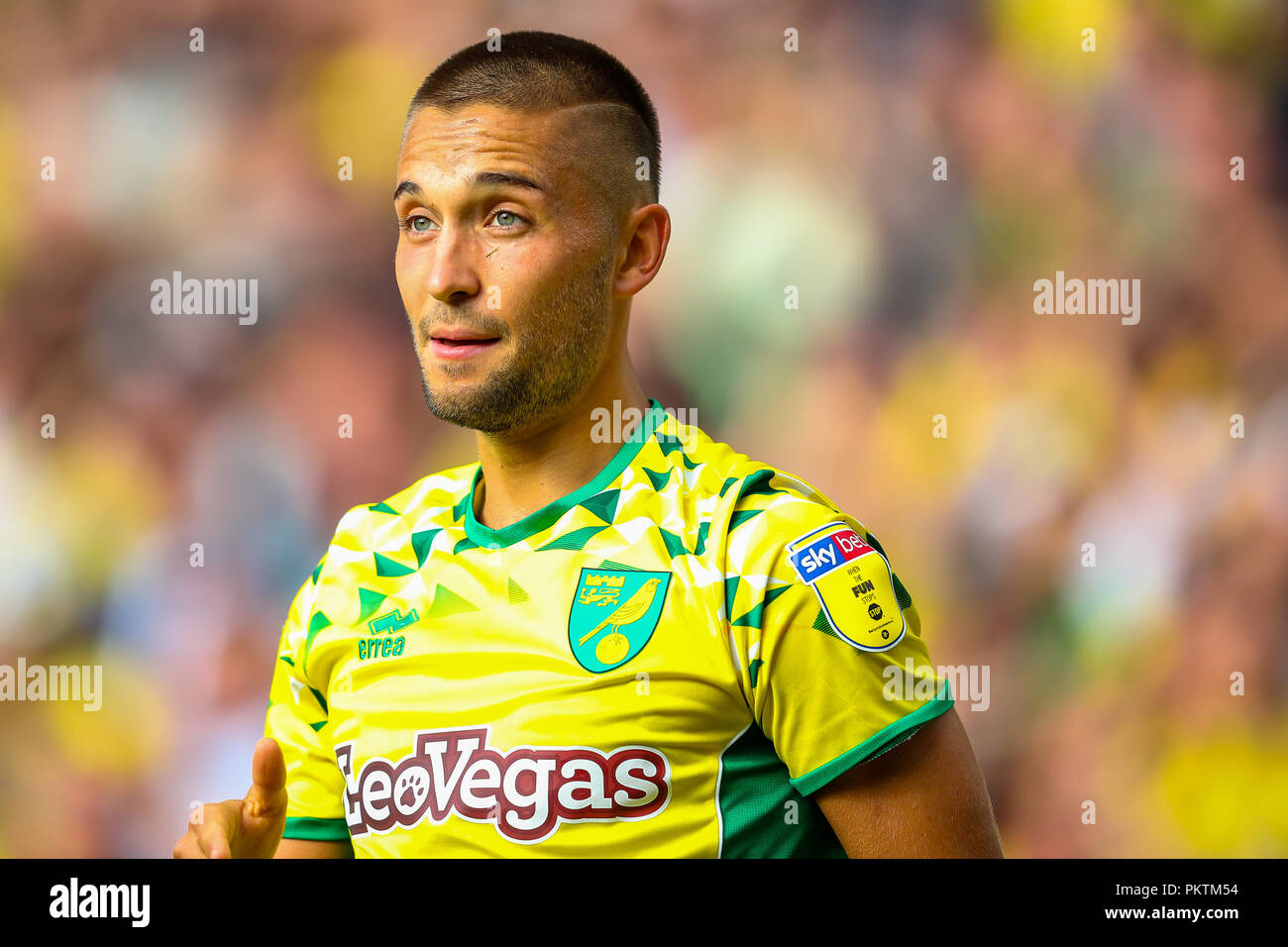 Carrow Road, Norfolk, Royaume-Uni. 15 Sep 2018. Sky Bet Championship EFL Norwich City v Middlesbrough ; Moritz Leitner de Norwich City. Utilisez uniquement rédactionnel aucune utilisation non autorisée avec l'audio, vidéo, données, listes de luminaire, club ou la Ligue de logos ou services 'live'. Aucune utilisation de pari, de jeux ou d'un club ou la ligue/dvd publications et toutes les images de la Ligue anglaise de football sont soumis à licence DataCo Crédit : News Images /Alamy Live News Banque D'Images