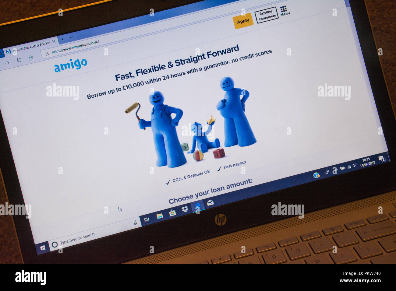 Prêts Amigo site sur un ordinateur portable Banque D'Images