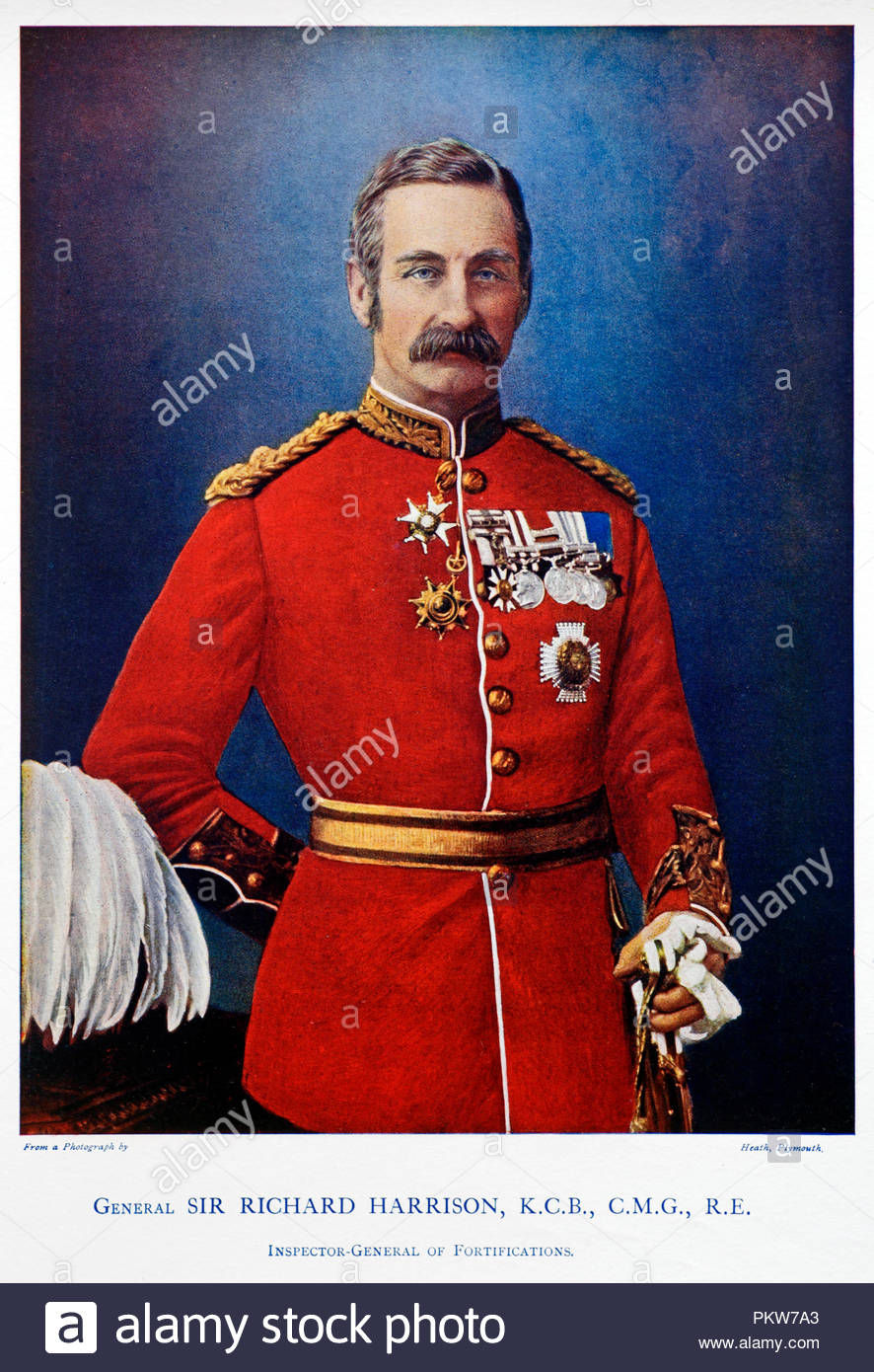 Le général Sir Richard Harrison GCB, CMG, KStJ, DL, 1837 - 1931, était un officier de l'Armée britannique et l'ingénieur. Illustration couleur à partir de 1900 Banque D'Images