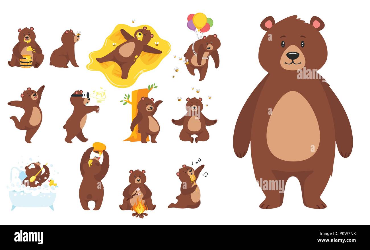 Caricature de l'ours grizzli brun Illustration de Vecteur