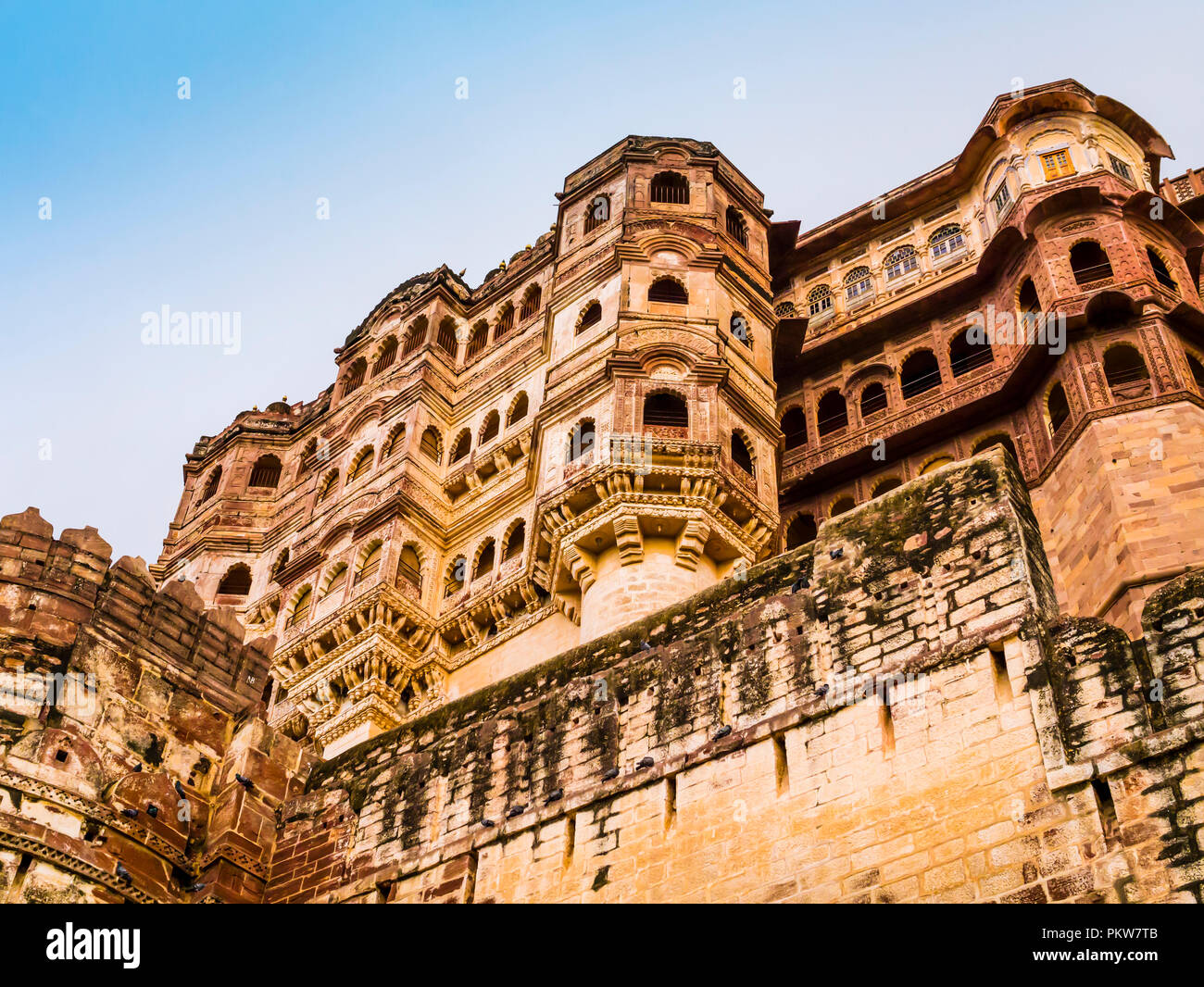 Majestueux palais du maharajah de fort Mehrangarh, Jodphur, Rajasthan, Inde Banque D'Images