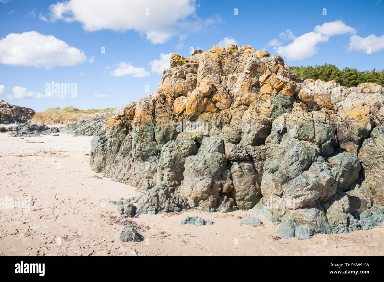 Pillow lava rock formation, Anglesey, Pays de Galles, Royaume-Uni Banque D'Images