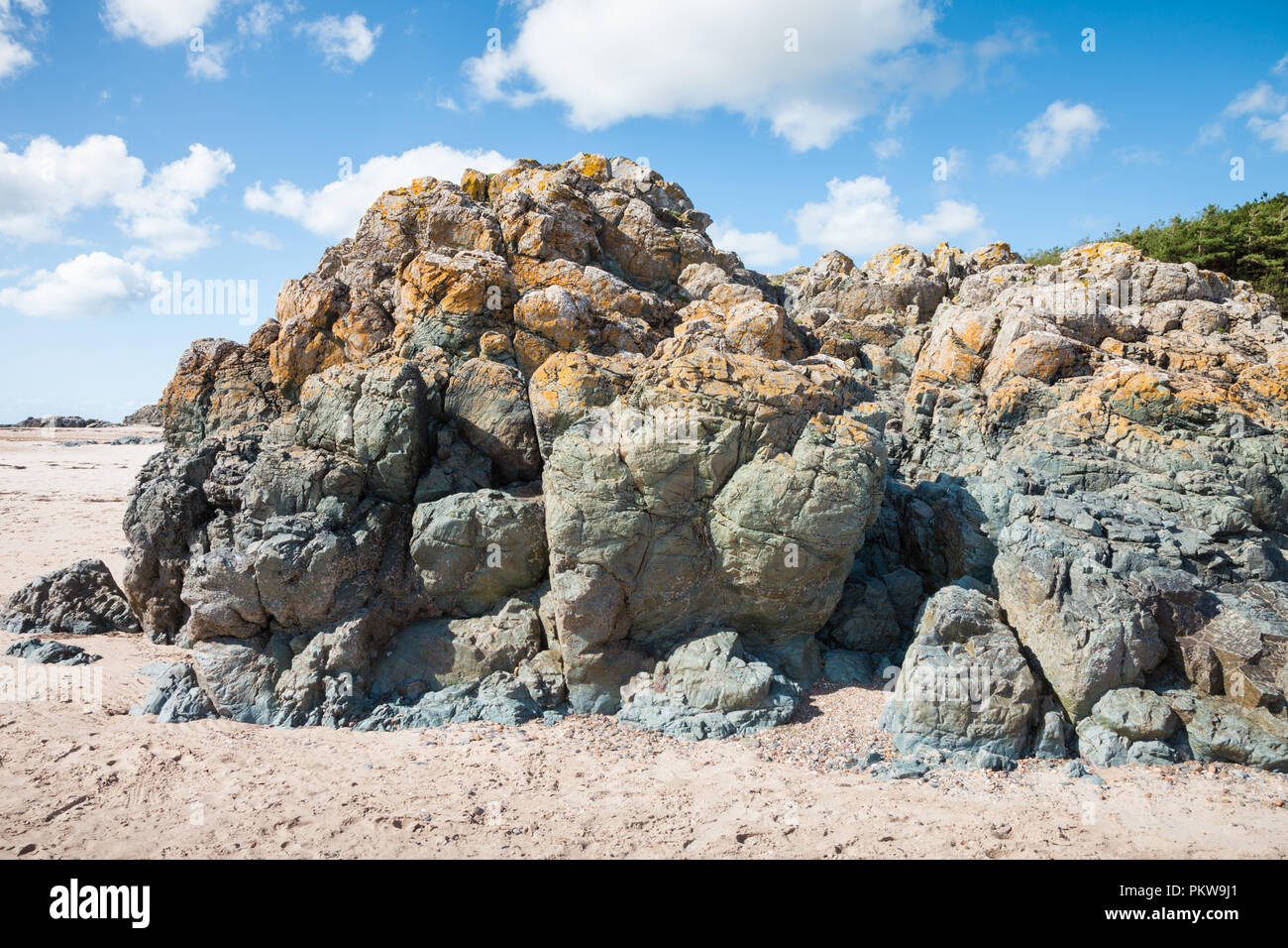 Pillow lava rock formation, Anglesey, Pays de Galles, Royaume-Uni Banque D'Images