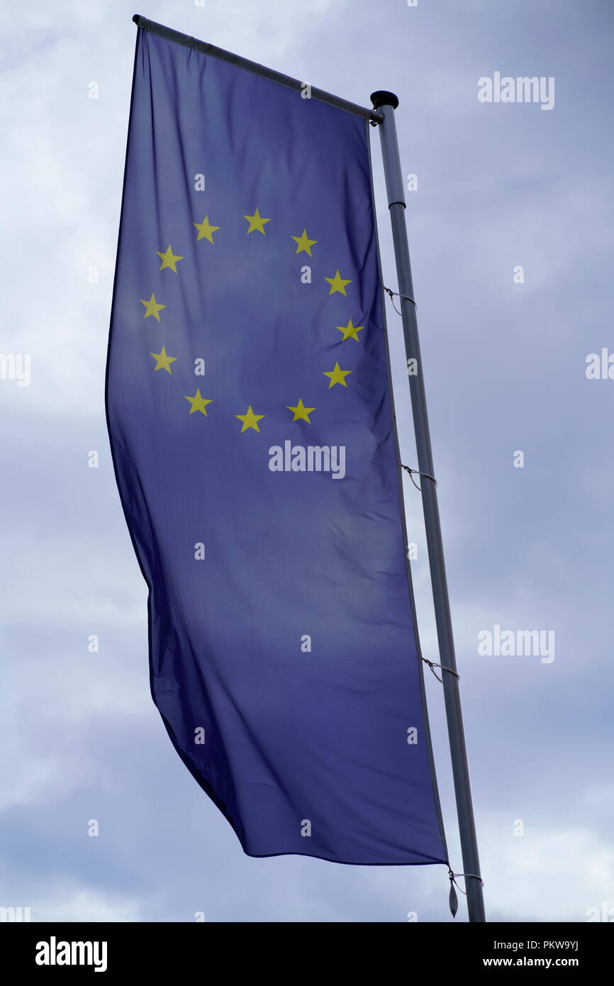 Pavillon d'Europe, d'un drapeau de l'Union européenne et le Conseil de l'Europe Banque D'Images