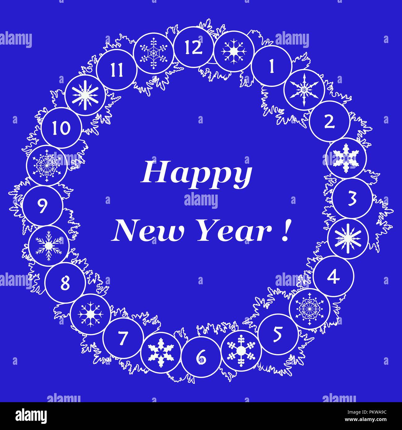 Couronne de Noël avec des branches de sapin et flocons. Nouvel an et