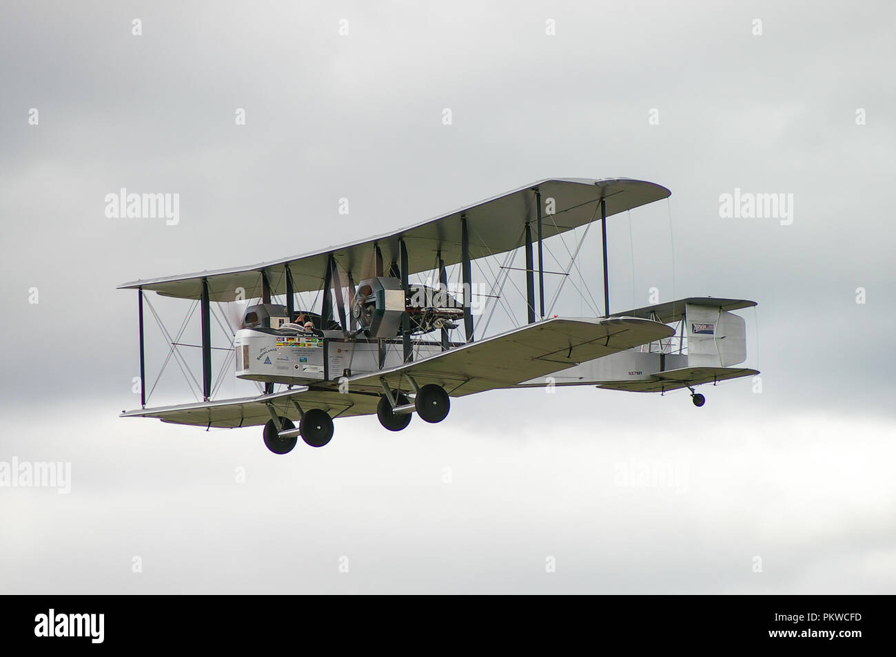 Vickers Vimy avion bombardier lourd britannique, biplan de la première Guerre mondiale, Grande Guerre, première Guerre mondiale. Recréation du vol Alcock & Brown Atlantic Banque D'Images
