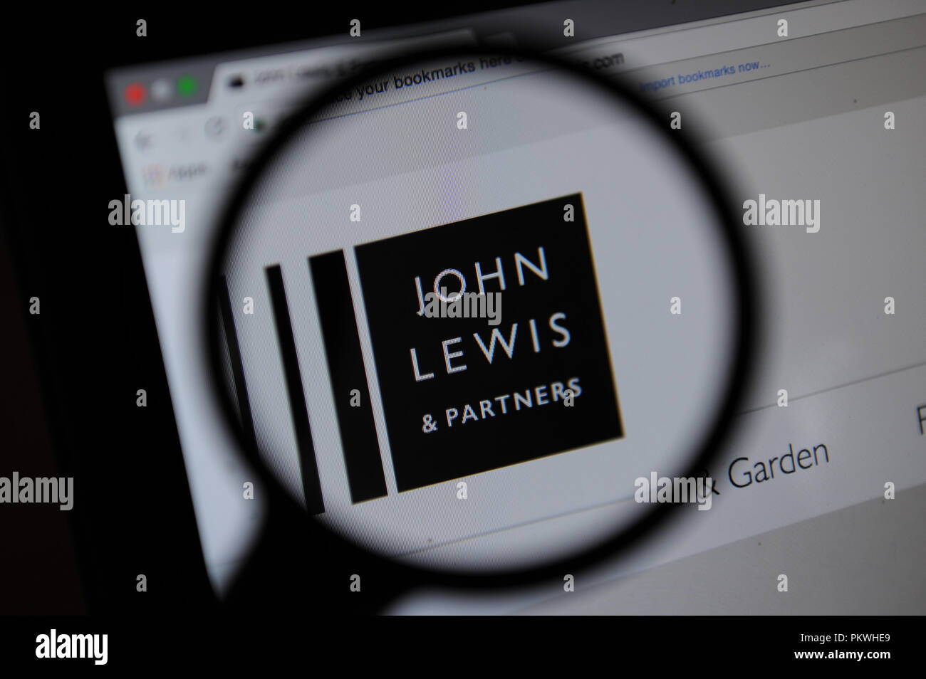 Le changement de marque John Lewis & Partners site web Banque D'Images