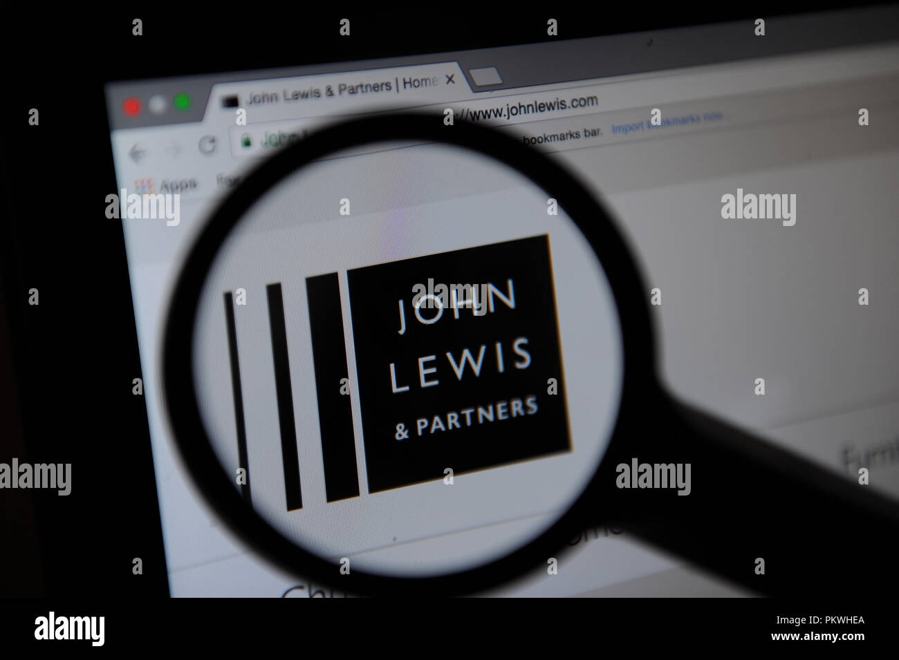 Le changement de marque John Lewis & Partners site web Banque D'Images