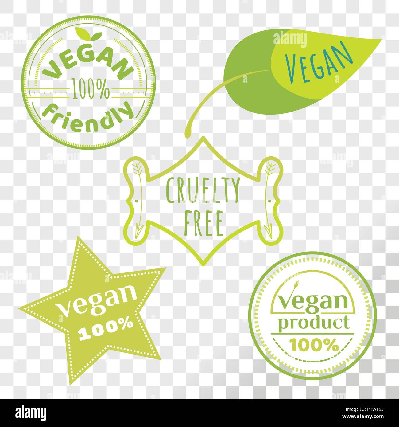 Collection d'étiquettes de vegan isolé sur fond transparent. Ensemble de la cruauté gratuitement emblèmes qui prouve la protection des droits des animaux. Illustration de Vecteur