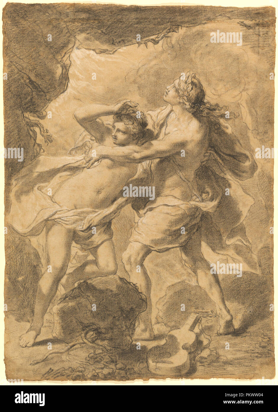 Orphée et Eurydice. En date du : 1802. Dimensions : hors tout : 44,5 x 31,8 cm (17 1/2 x 12 1/2 in.). Médium : noir et craie blanche sur papier beige. Musée : National Gallery of Art, Washington DC. Auteur : Gaetano Gandolfi. Banque D'Images Orphée et Eurydice. En date du : 1802. Dimensions : hors tout : 44,5 x 31,8 cm (17 1/2 x 12 1/2 in.). Médium : noir et craie blanche sur papier beige. Musée : National Gallery of Art, Washington DC. Auteur : Gaetano Gandolfi. Banque D'Images