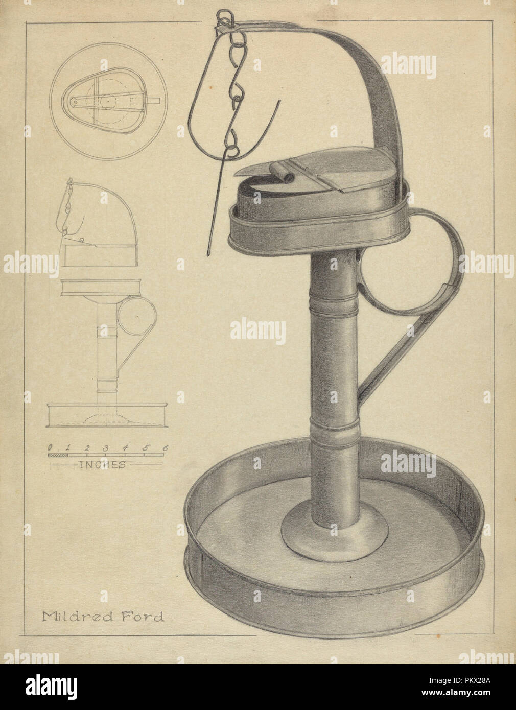 Lampe Betty et Stamp. En date du : ch. 1936. Dimensions : hors tout : 27,9 x 23,1 cm (9 x 11 1/8 in.) Objet : 11 SAI Original 1/4' de hauteur ; 6' de diamètre. Médium : graphite sur papier. Musée : National Gallery of Art, Washington DC. Auteur : Mildred Ford. Banque D'Images Lampe Betty et Stamp. En date du : ch. 1936. Dimensions : hors tout : 27,9 x 23,1 cm (9 x 11 1/8 in.) Objet : 11 SAI Original 1/4' de hauteur ; 6' de diamètre. Médium : graphite sur papier. Musée : National Gallery of Art, Washington DC. Auteur : Mildred Ford. Banque D'Images