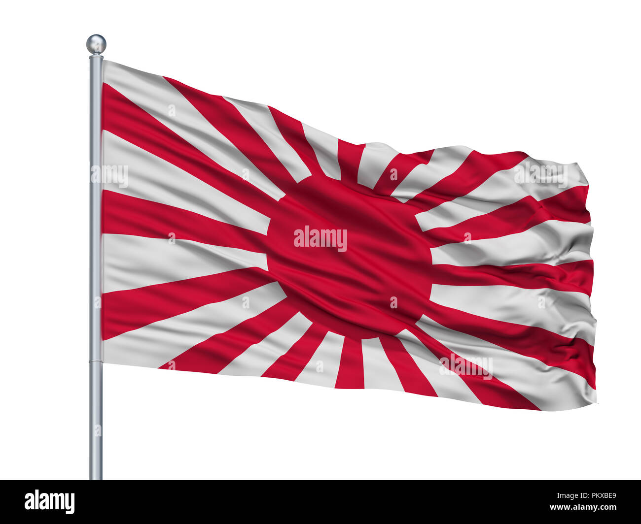 La guerre de l'Armée impériale japonaise drapeau sur mât, isolé sur fond blanc, 3D Rendering Banque D'Images