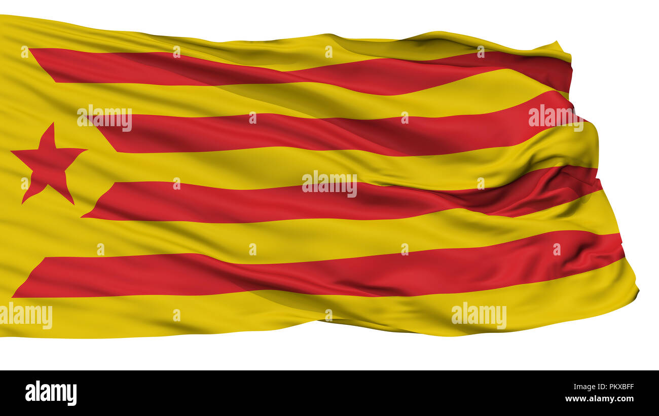 Le nationalisme catalan Drapeau, isolé sur fond blanc, 3D Rendering Banque D'Images