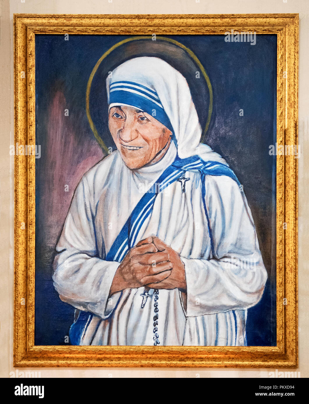 Portrait de Mère Teresa de Calcutta, Mère Teresa ou Saint Teresa de Calcutta le fondateur Catholique de bienfaisance basée sur la chasteté, obéissance un Banque D'Images