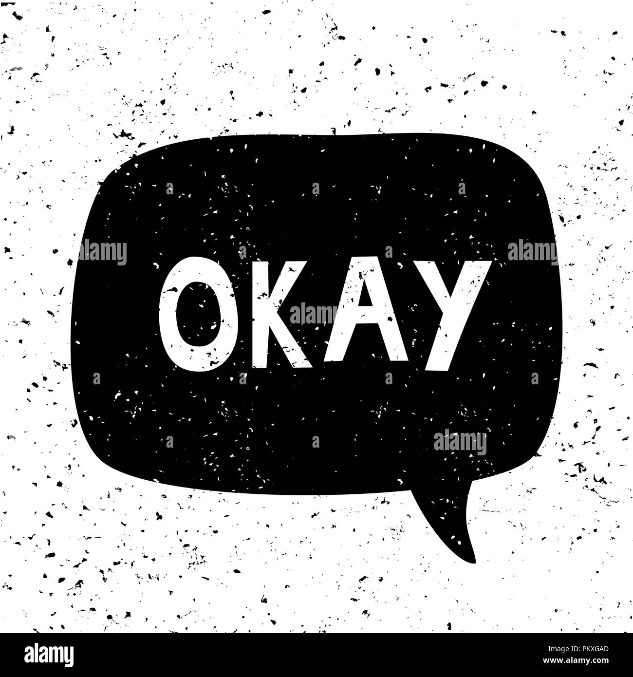 Ok - style vintage design typographique, le texte en blanc, noir bulle, isolé sur fond blanc. L'art de mur, carte de vœux, t-shirt, me social Illustration de Vecteur