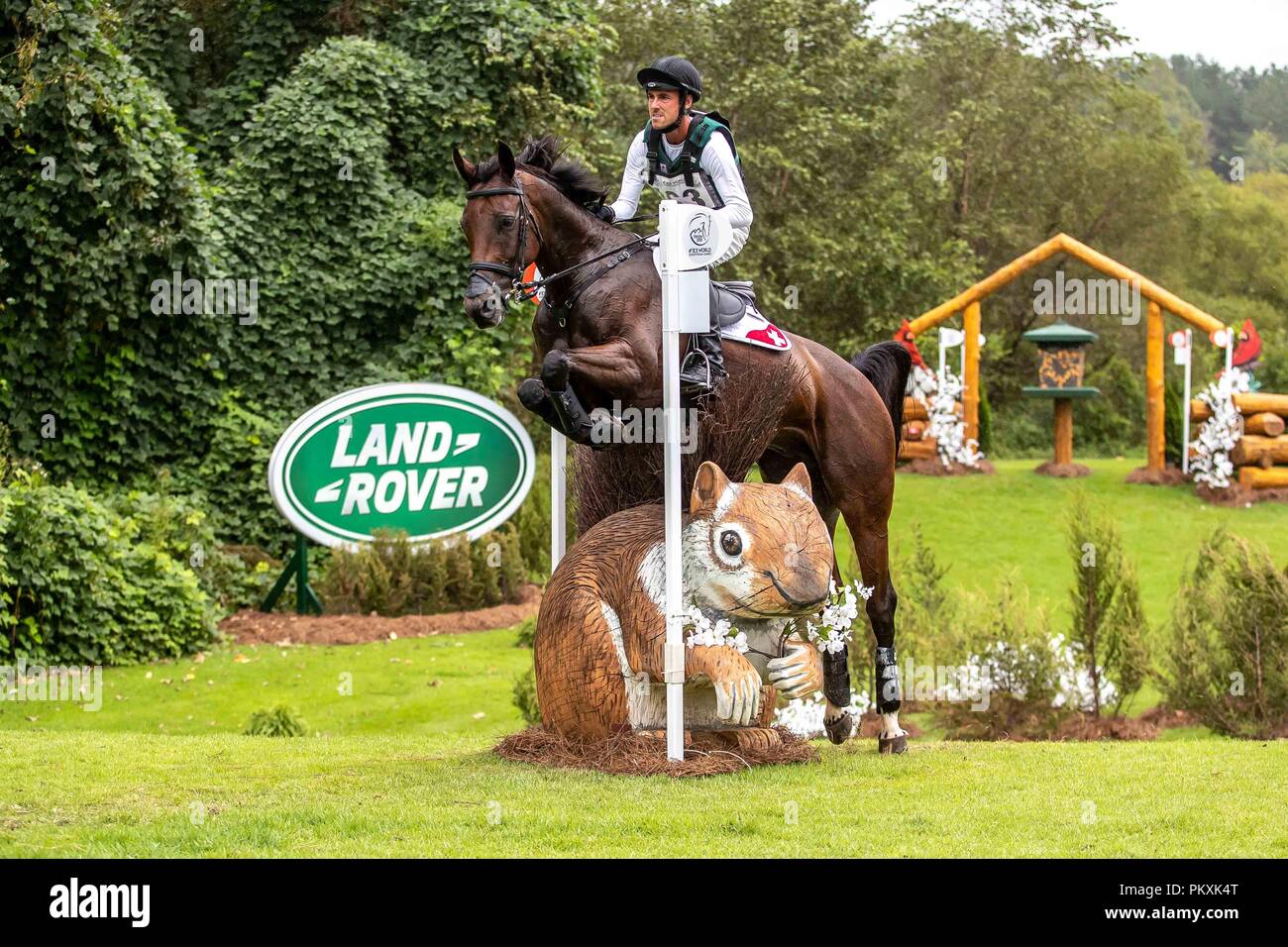 North Carolina, USA. 15 septembre 2018. Felix Vogg. Colero. SUI. Eventing Cross country Day 5. Les Jeux équestres mondiaux. WEG 2018 Tryon. La Caroline du Nord. USA. 15/09/2018. Credit : Sport en images/Alamy Live News Banque D'Images