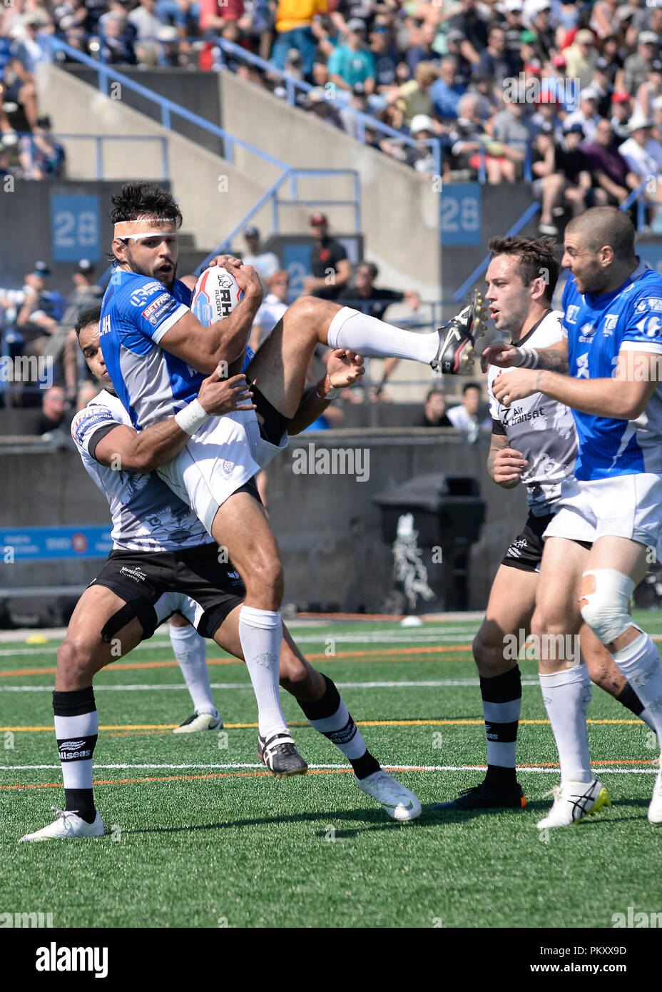 Lamport Stadium à Toronto, Ontario, Canada, le 15 septembre 2018. Mark Kheirallah Toulouse Olympique de attrape la balle au cours de Toronto Wolfpack v dans le Toulouse Olympique Super 8'S les qualifications. Credit : Touchlinepics/Alamy Live News Banque D'Images