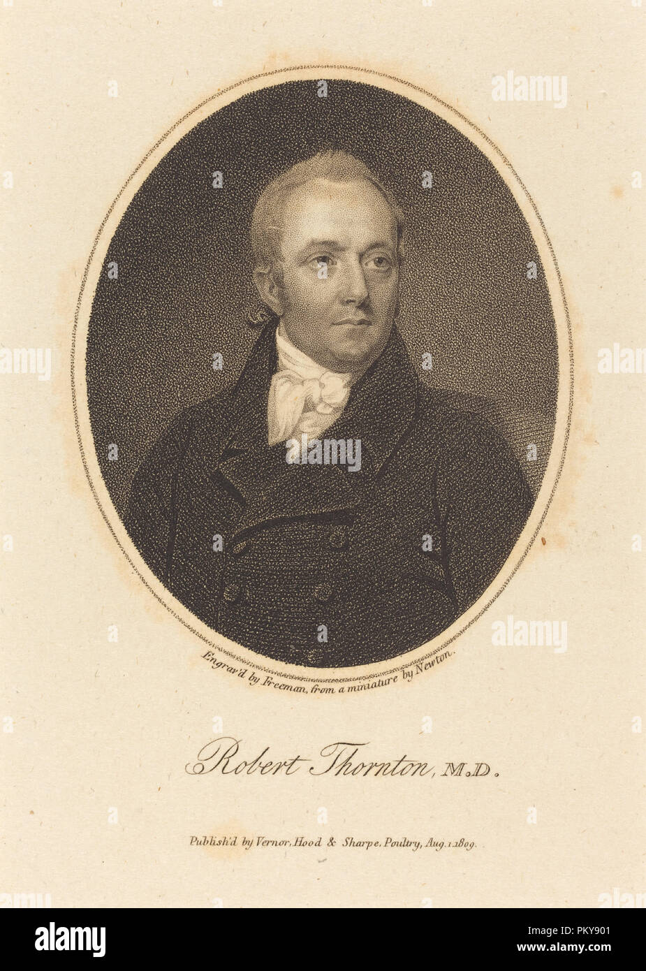 Robert Thornton, M.D. En date du : publié en 1809. Technique : gravure sur crépi. Musée : National Gallery of Art, Washington DC. Auteur : Samuel Freeman après William John Newton. Banque D'Images