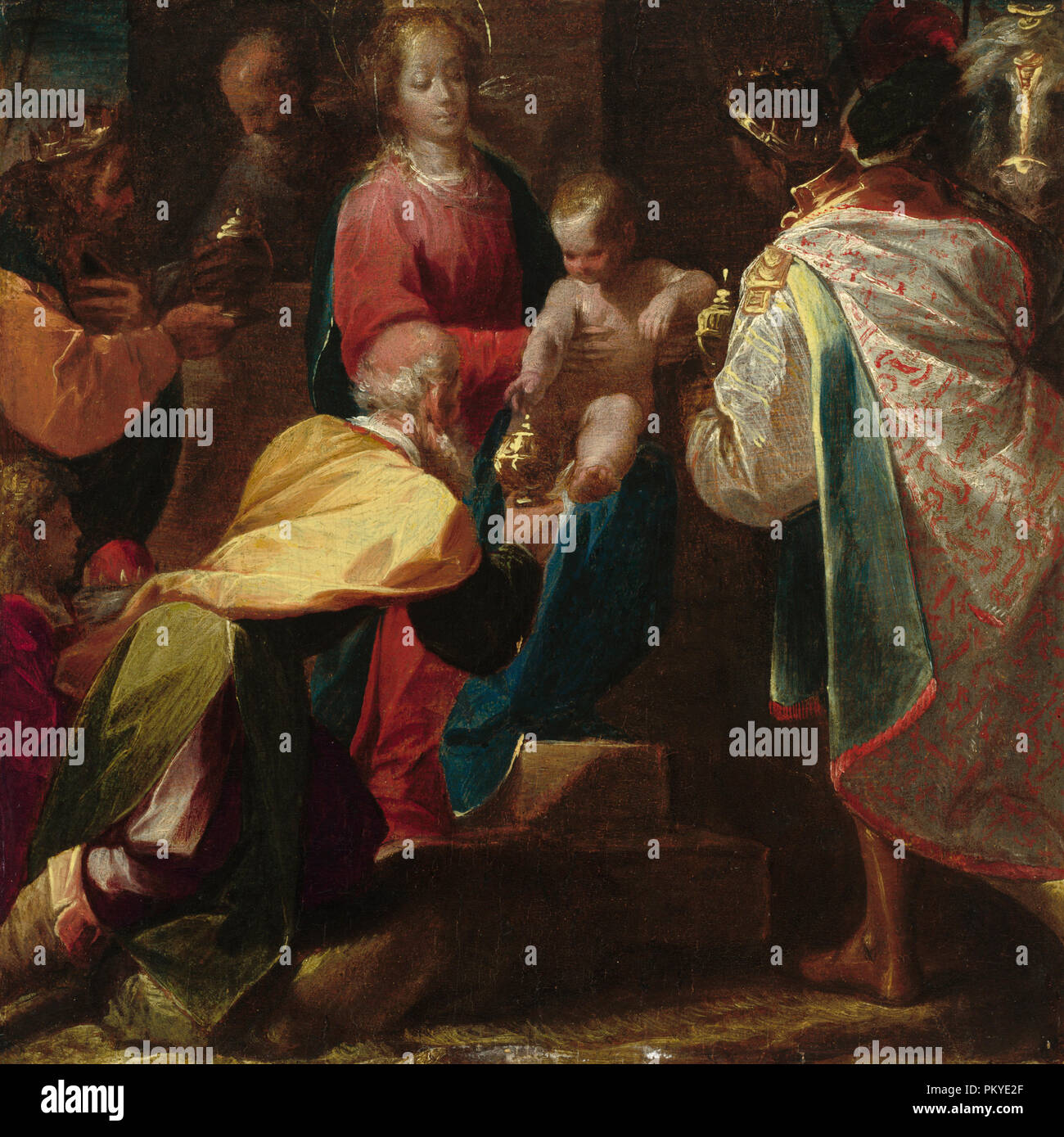 L'Adoration des Mages. En date du : ch. 1600. Dimensions : hors tout : 24,8 × 25 cm (9 3/4 x 9 13/16 in.). Médium : Huile sur panneau. Musée : National Gallery of Art, Washington DC. Auteur : Pier Francesco Mazzucchelli, appelé Morazzone. Banque D'Images