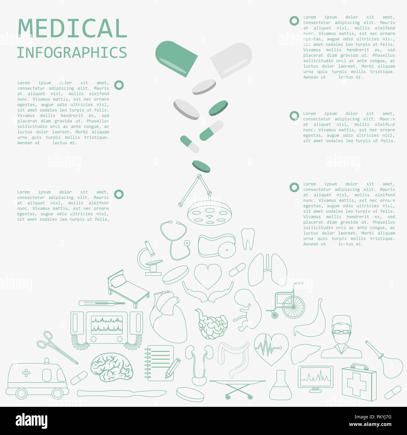 Secteur médical et de la santé, éléments de création d'infographie l'infographie. Vector illustration Illustration de Vecteur