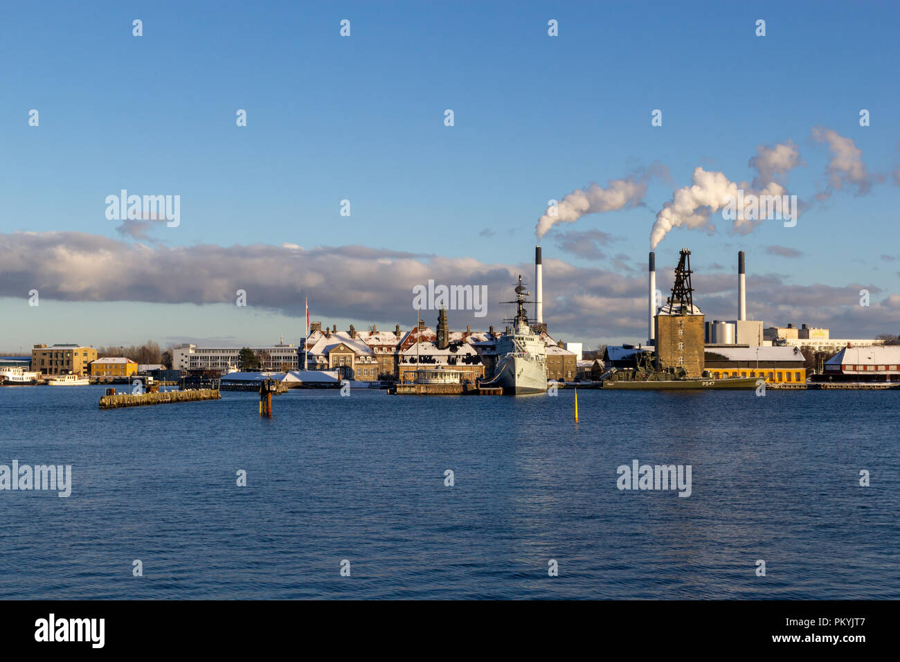 Le port de Copenhague en hiver ; le Danemark Banque D'Images