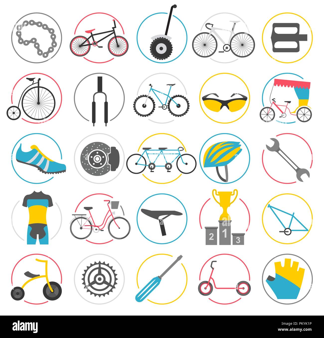 Location icon set. Types de vélo. Vector illustration design plat Illustration de Vecteur