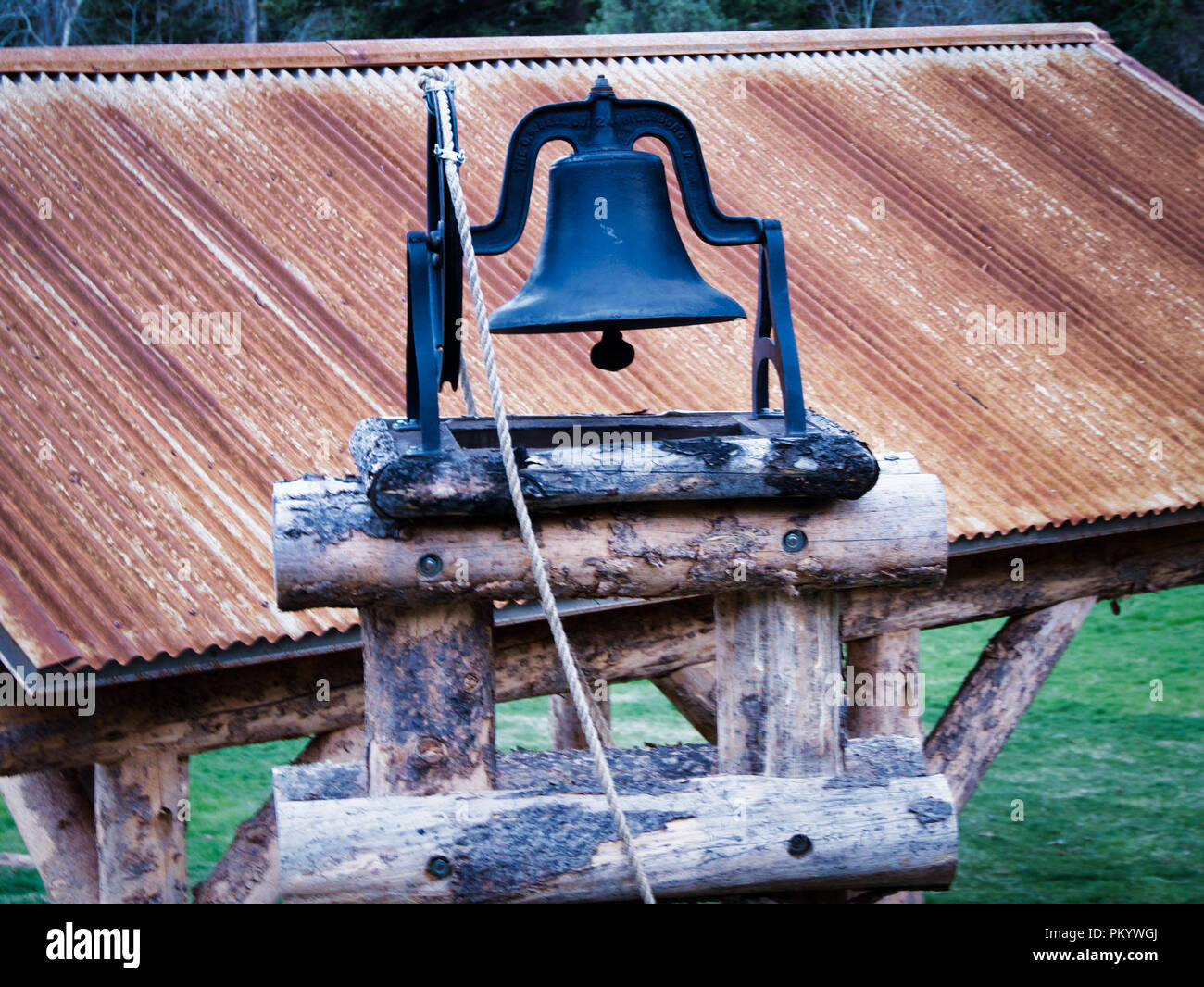 Cloche dans un ranch du Montana. Banque D'Images