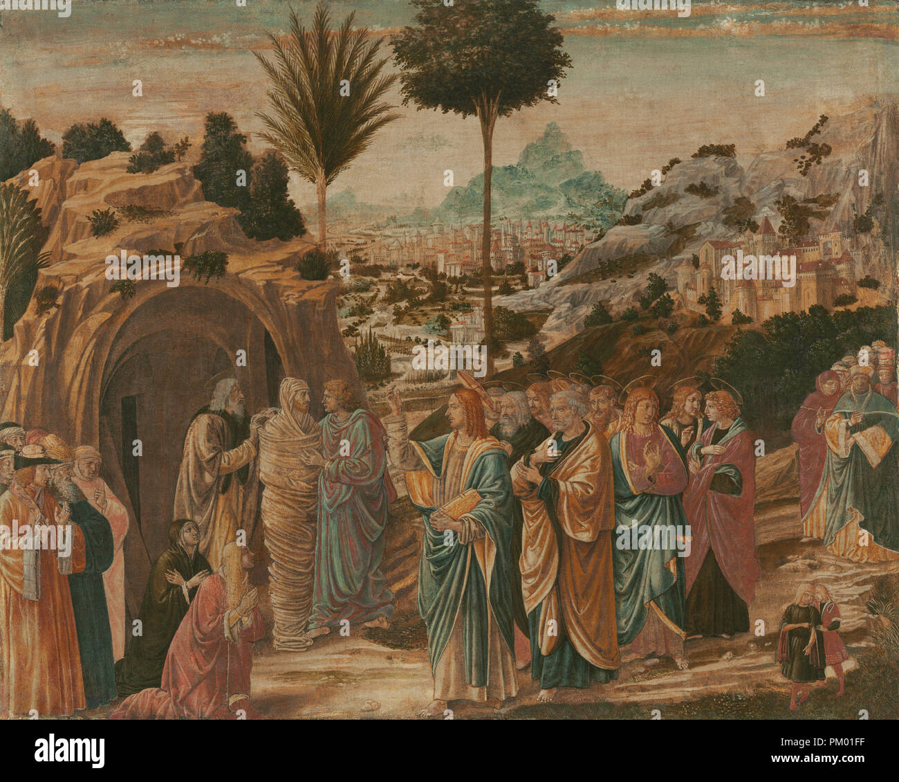 La résurrection de Lazare. En date du : 1490s. Dimensions : hors tout : 65,5 x 80,2 cm (25 13/16 x 31 9/16 in.). Technique : Huile sur toile ( ?). Musée : National Gallery of Art, Washington DC. Auteur : Benozzo Gozzoli. Banque D'Images