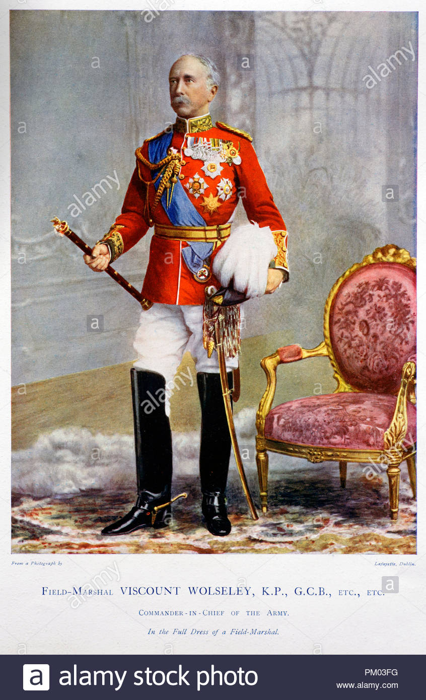 Le Maréchal Garnet Joseph Wolseley, 1er vicomte Wolseley KP, GCB, OM, GCMG, VD, PC, 1833 - 1913, était un officier de l'armée britannique. Illustration couleur à partir de 1900 Banque D'Images