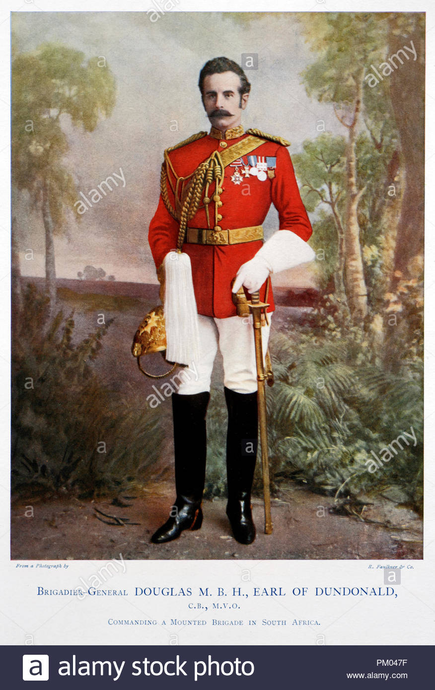 Le général Douglas Mackinnon Hamilton Baillie Cochrane, 12e comte de Dundonald, KCB, KCVO, 1852 - 1935, le titre de Lord Cochrane entre 1860 et 1885, était un représentant écossais et par les pairs d'un général de l'armée britannique. Illustration couleur à partir de 1900 Banque D'Images