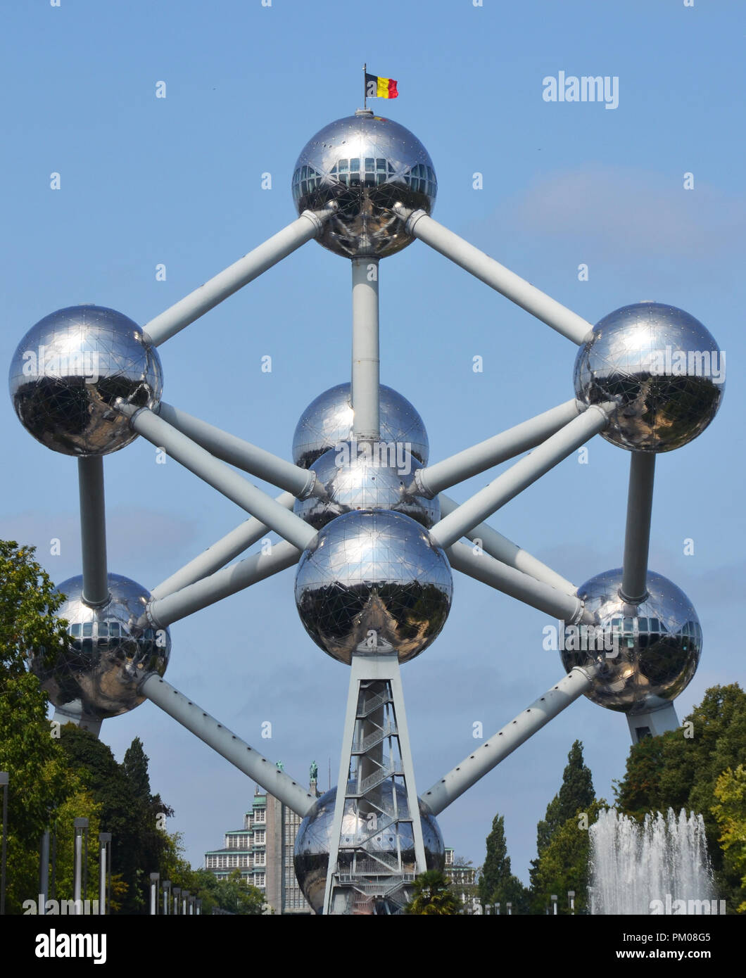 Bruxelles, Belgique - 19 août 2018 : Atomium bâtiment construit pour Expo 58, l'Exposition Universelle de Bruxelles de 1958, à Bruxelles, Belgique. Banque D'Images