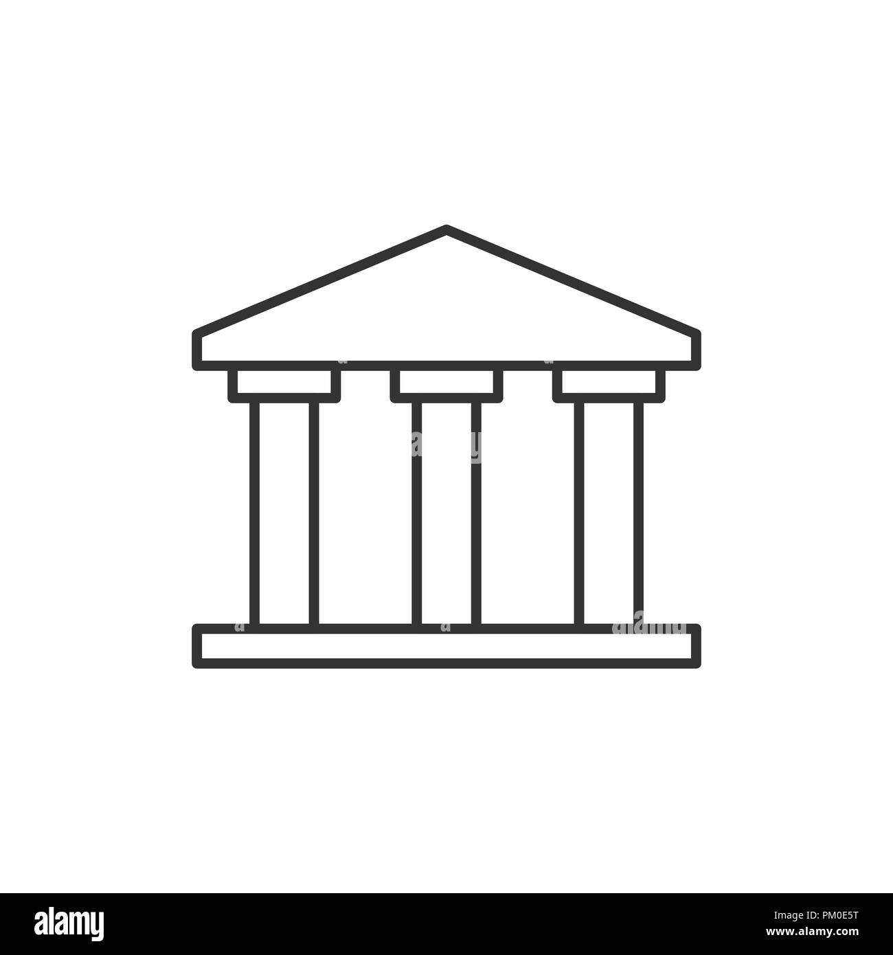 Bâtiment de la Banque dans l'icône de style plat. L'architecture du gouvernement vector illustration sur fond blanc isolé. Concept d'affaires extérieures du musée. Illustration de Vecteur