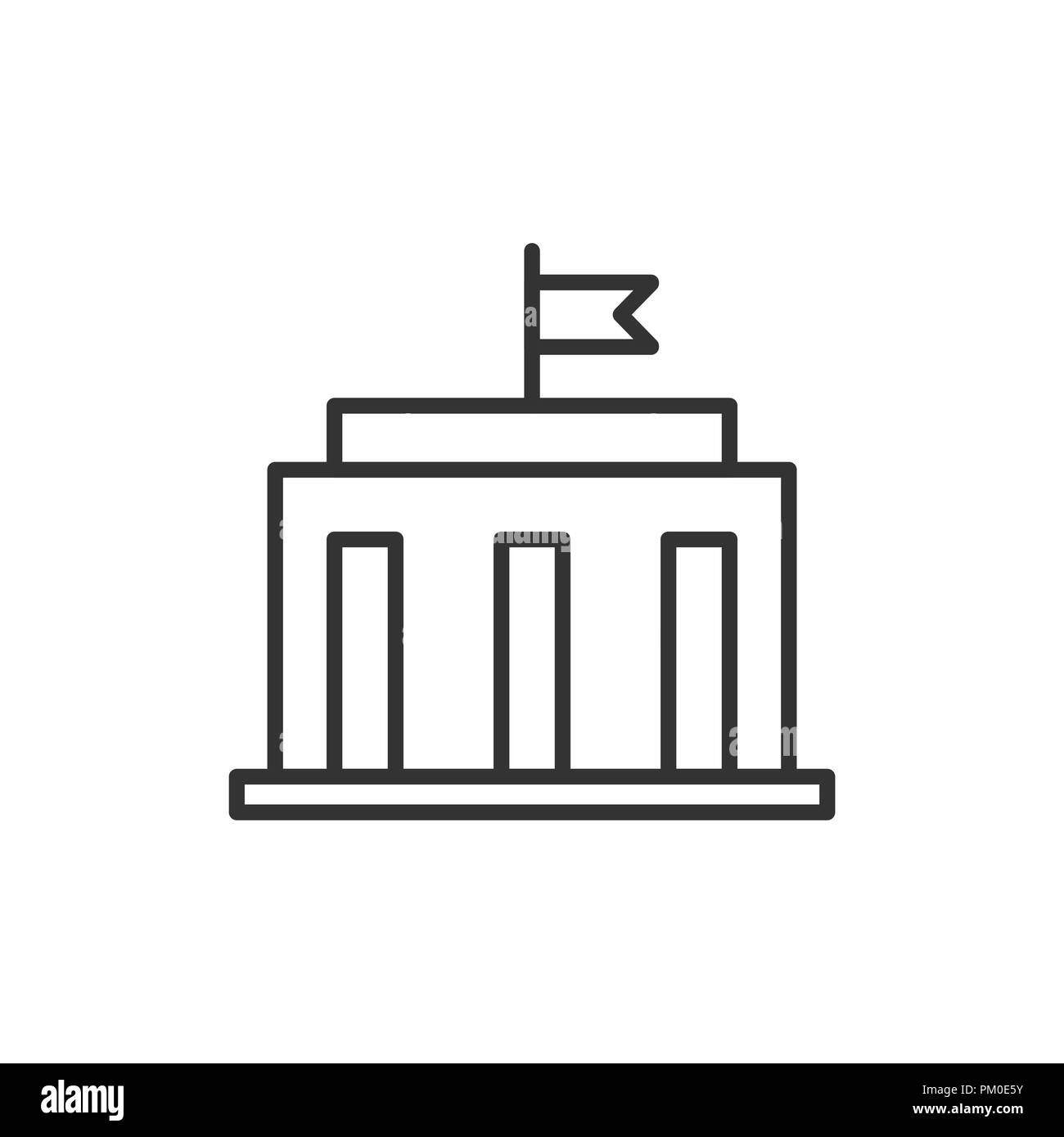 Bâtiment de la Banque dans l'icône de style plat. L'architecture du gouvernement vector illustration sur fond blanc isolé. Concept d'affaires extérieures du musée. Illustration de Vecteur
