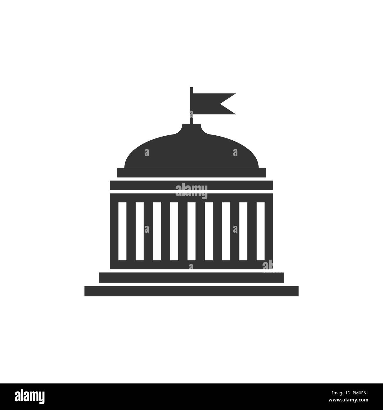 Bâtiment de la Banque dans l'icône de style plat. L'architecture du gouvernement vector illustration sur fond blanc isolé. Concept d'affaires extérieures du musée. Illustration de Vecteur