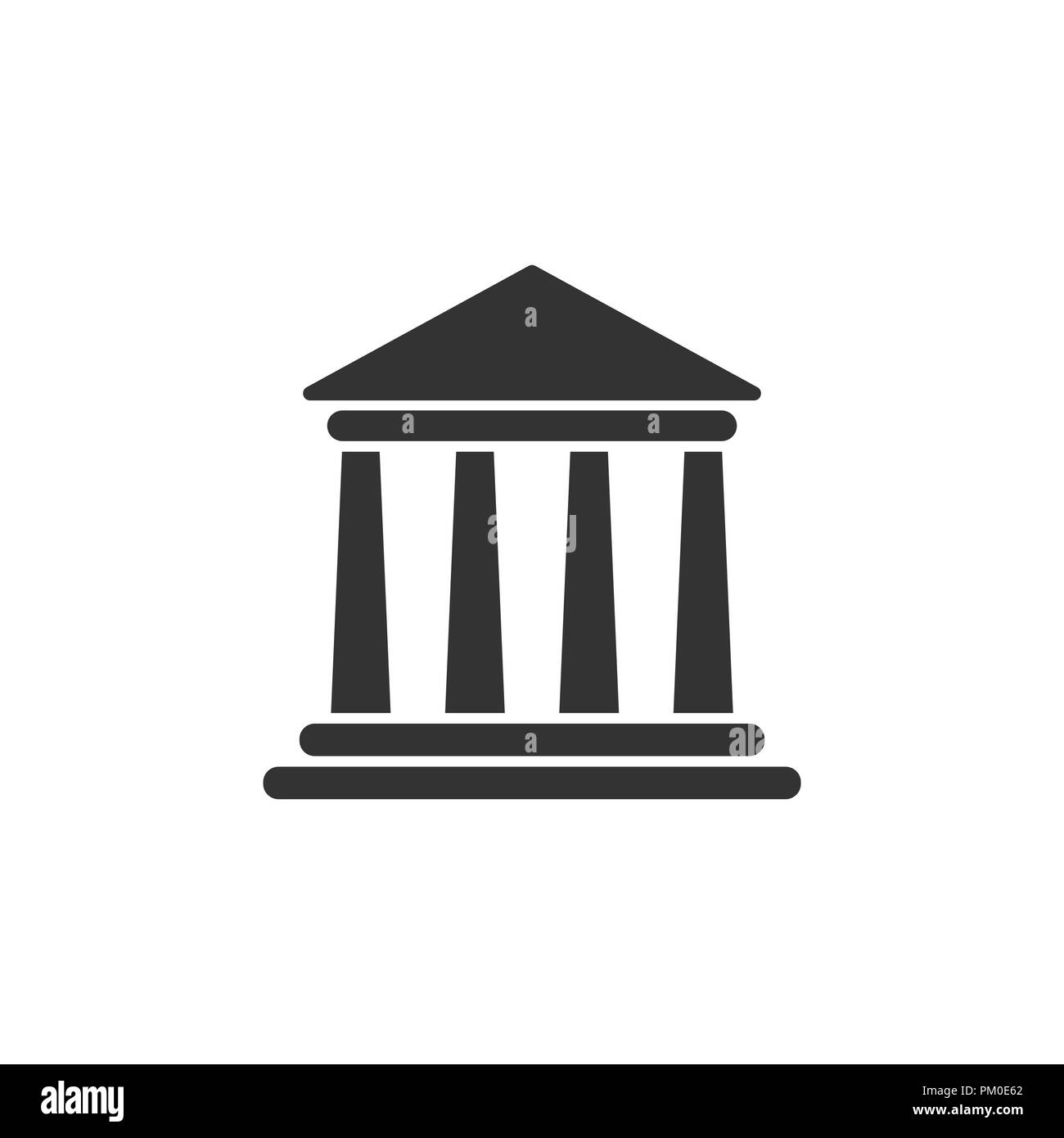 Bâtiment de la Banque dans l'icône de style plat. L'architecture du gouvernement vector illustration sur fond blanc isolé. Concept d'affaires extérieures du musée. Illustration de Vecteur