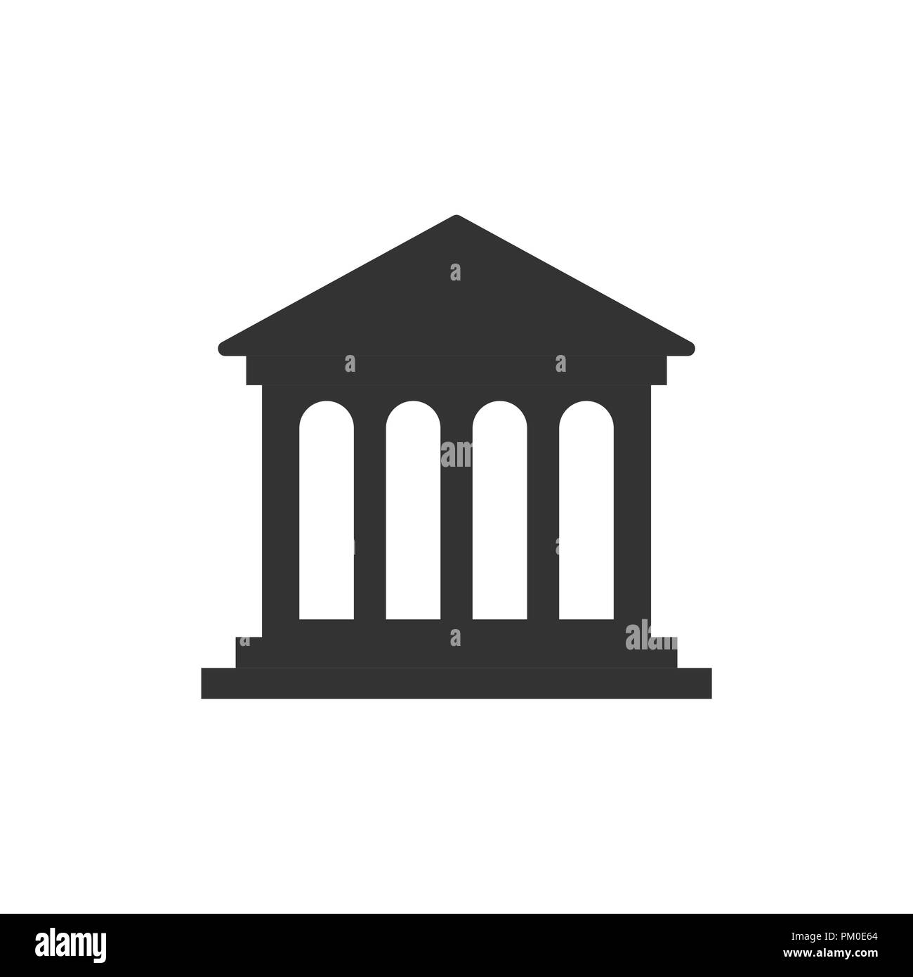 Bâtiment de la Banque dans l'icône de style plat. L'architecture du gouvernement vector illustration sur fond blanc isolé. Concept d'affaires extérieures du musée. Illustration de Vecteur