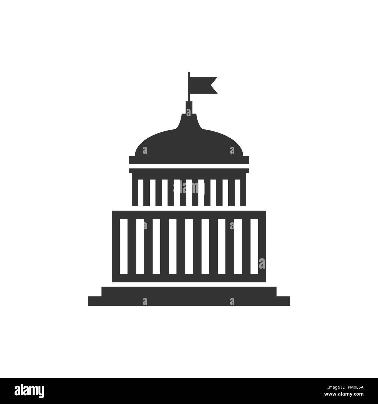 Bâtiment de la Banque dans l'icône de style plat. L'architecture du gouvernement vector illustration sur fond blanc isolé. Concept d'affaires extérieures du musée. Illustration de Vecteur